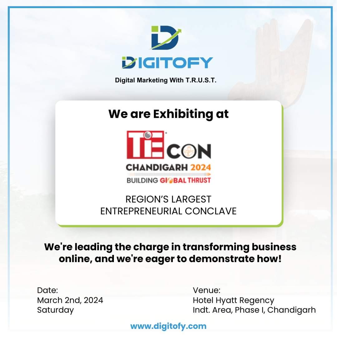 digitofy's tweet photo. 🌐 Revolutionizing Digital Business: Digitofy Global at #TiECONChd2024 🌟

Exciting news ahead! Digitofy is thrilled to announce its participation in TiECON Chandigarh 2024, the premier entrepreneurial gathering in the region! 🚀

#Digitofy #TiEChandigarh #Digitalmarketing #Leads https://t.co/mF2J8EzYH0