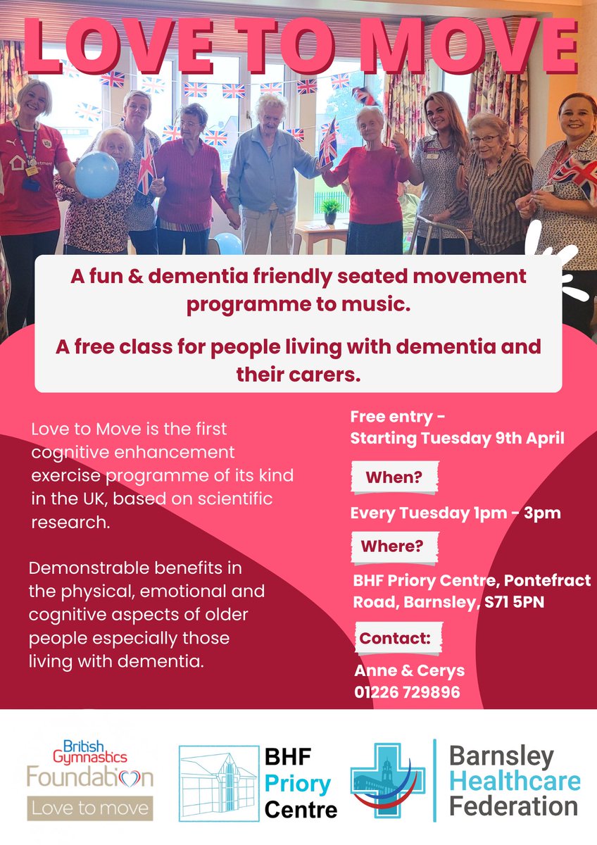 🌟New FREE Love to Move class @bgfoundation led by @BarnsleyHF at Barnsley Priory Campus. Brilliant activity for people with dementia. @AgeUK_Barnsley @ewhite_emma @Drkathshakes @LowderWendy #BOPPAA #LoveToMove #DementiaFriendly