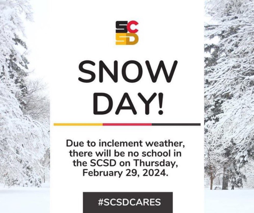 Dr Weeks- There is no school today, February 29th. Be safe!