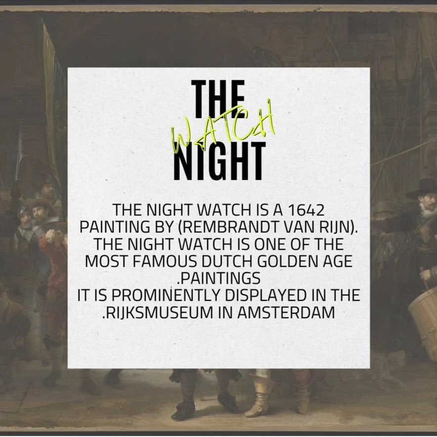 #TheNightWatch
#RembrandtVanRijn
#Rijksmuseum
#Amsterdam
#BaroquePainting
#DutchGoldenAgePainting