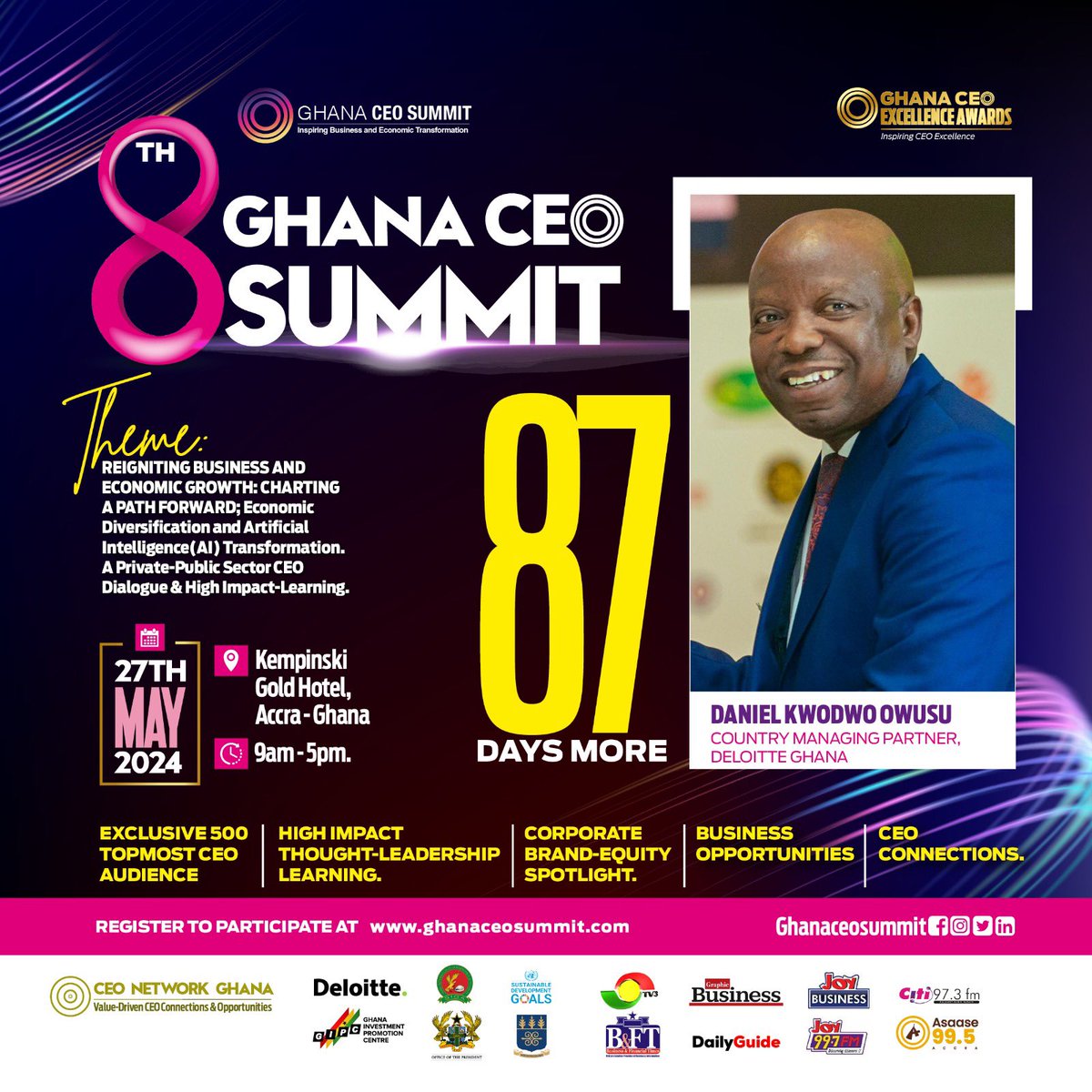The Ghana CEO Summit offers strategic networking opportunities, and world-class consulting to empower Ghanaian business leaders to elevate their organization and navigate challenges effectively.
#GhanaCeoSummit