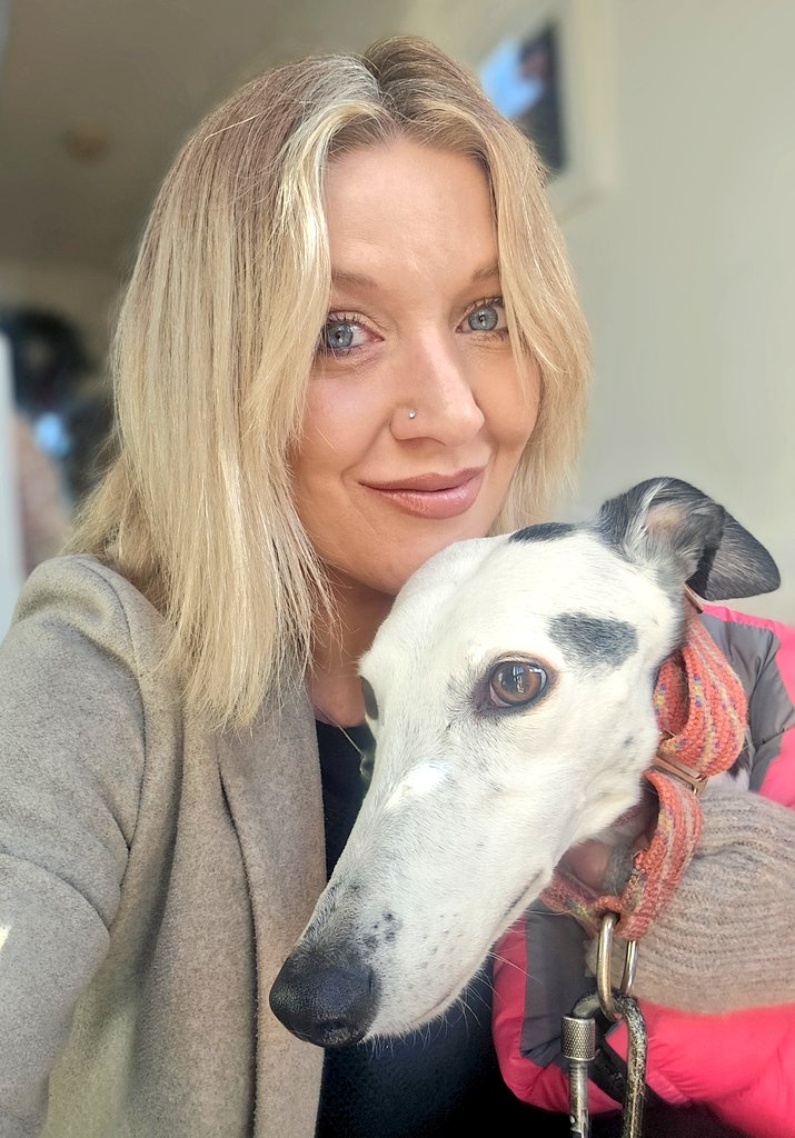 I've been sick since last Friday but today I'm on the mend. My lovely big Snowy kept checking on me and let me fall into a sweaty sleep holding her paw. Animals are just the best. #drsnowy #greyhound #galgo #rescuedog