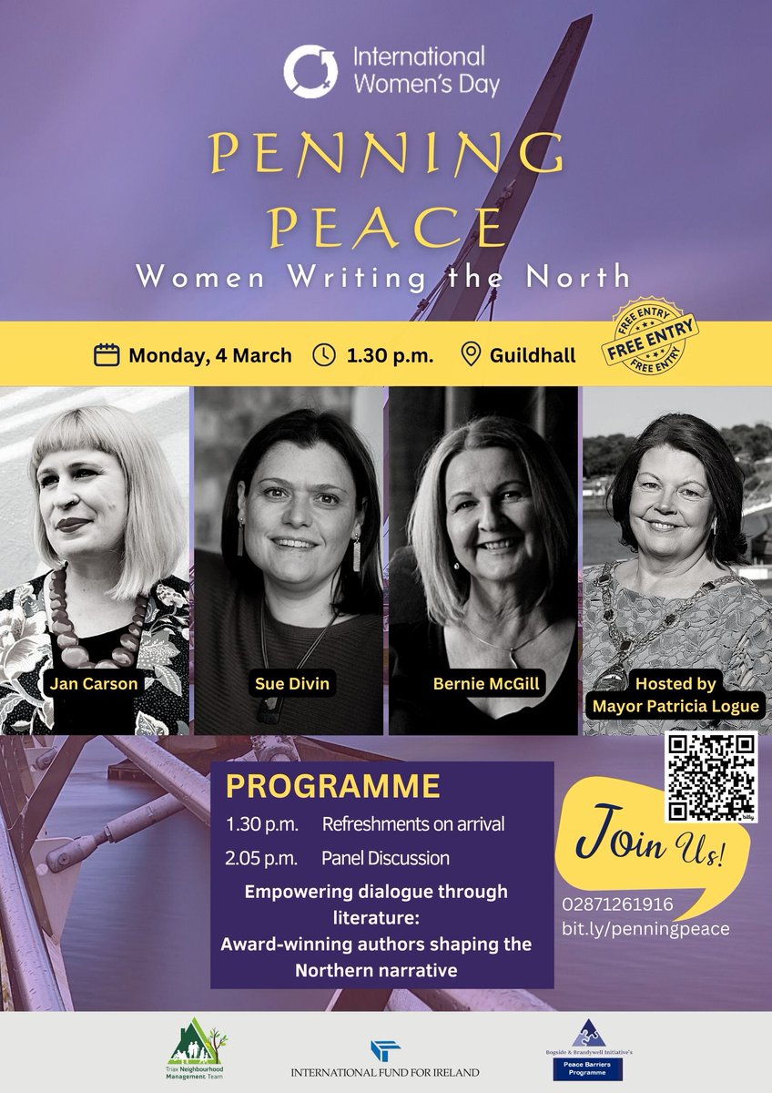 In celebration of #IWD2024, <a href="/TriaxNMT/">Neighbourhood Management Team</a> presents Penning Peace: Women Writing the North showcasing the talent and creativity of female writers from Northern Ireland. The free event takes place at the Guildhall on Monday 4th March at 1:30pm.