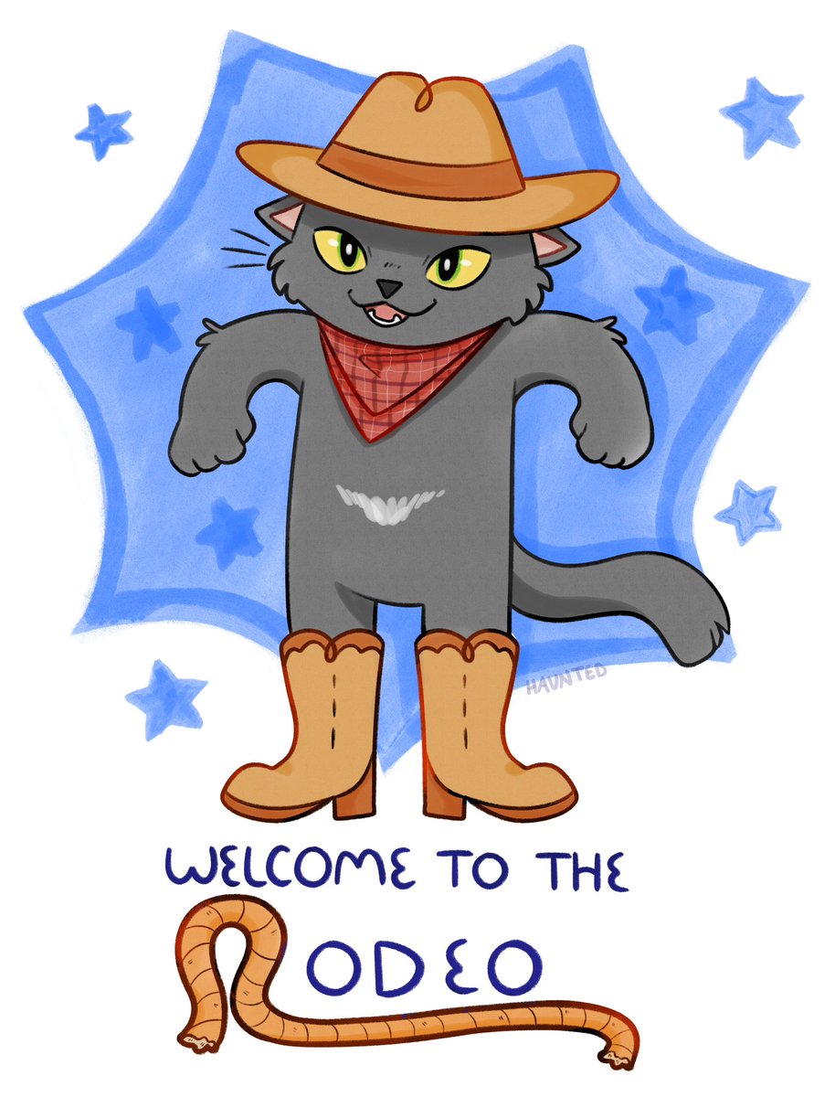 ahauntedsystem's tweet image. We got another cat so of course we had to draw him. His name is Roe and I like to call him Rodeo -cas (and sage)