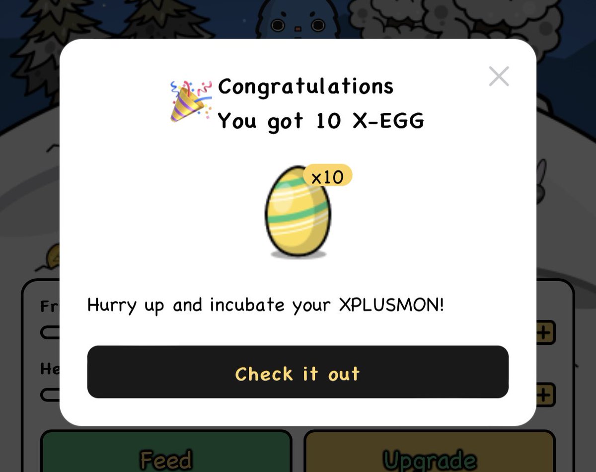 🥚Check it out #XARMY 
🐣Hurry up and incubate your #XPLUSMON 

🥳 Congrats if you hatched a #AI Monster - #XPLUSMON 
🤩 Remember to mint it on-chain tomorrow 

💰$XPLUS, passcard and many more rewards for #XPLUSMON Holders