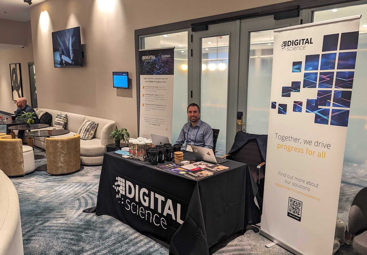 digitalsci's tweet photo. We're at EARMA AI Day Spring 2024 and ready to speak with you about our solutions for your needs!

Please say hi to the team in Brussels, Belgium - and don't miss our CEO @danielintheory speaking about @digitalsci &amp; #AI.

https://t.co/n3aZ0SckQM

@EARMAorg @SpringerNature https://t.co/lka2LviWMM