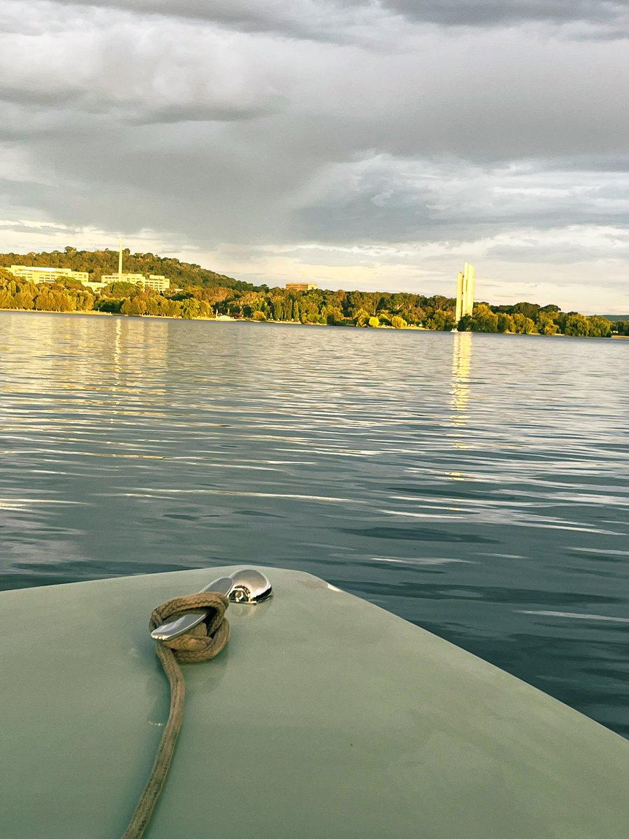 Sunset on the lake. 
Go team <a href="/UCanNurse/">Nursing@UniCanberra</a>. 

With thanks to GoBoat Canberra.