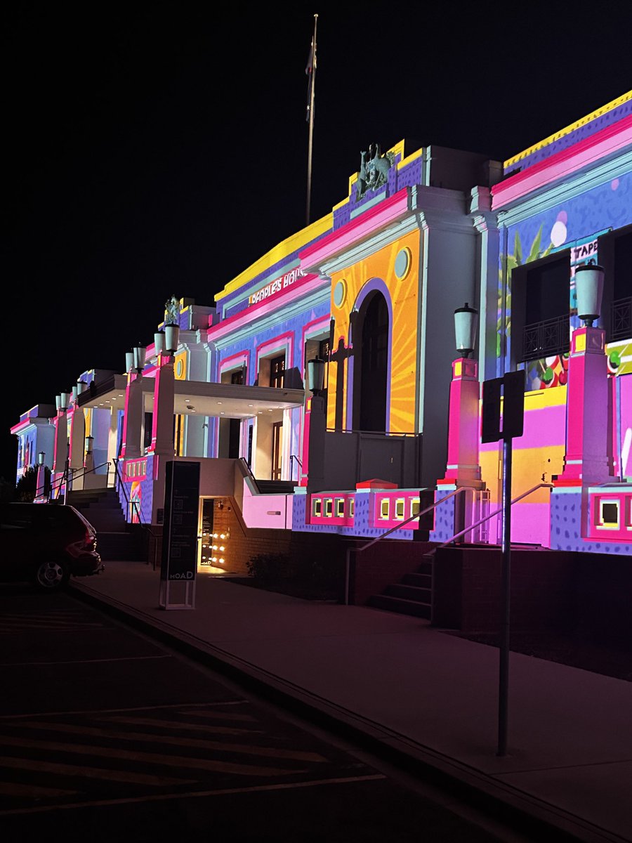 Sneak preview of Old Parliament House as it will look for the enlighten festival over the next two weekends. Light show outside and fun and games inside.