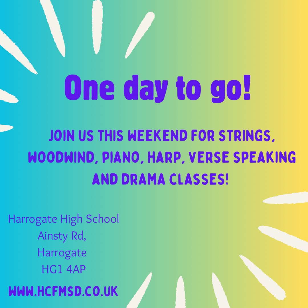 hcf4msd's tweet image. ONE DAY TO GO! Join us this weekend for a packed weekend of music, speech and drama! Don’t forget to tag us! 🎭 #hcfmsd #harrogate #harrogatefestival #music #yorkshirefestival
