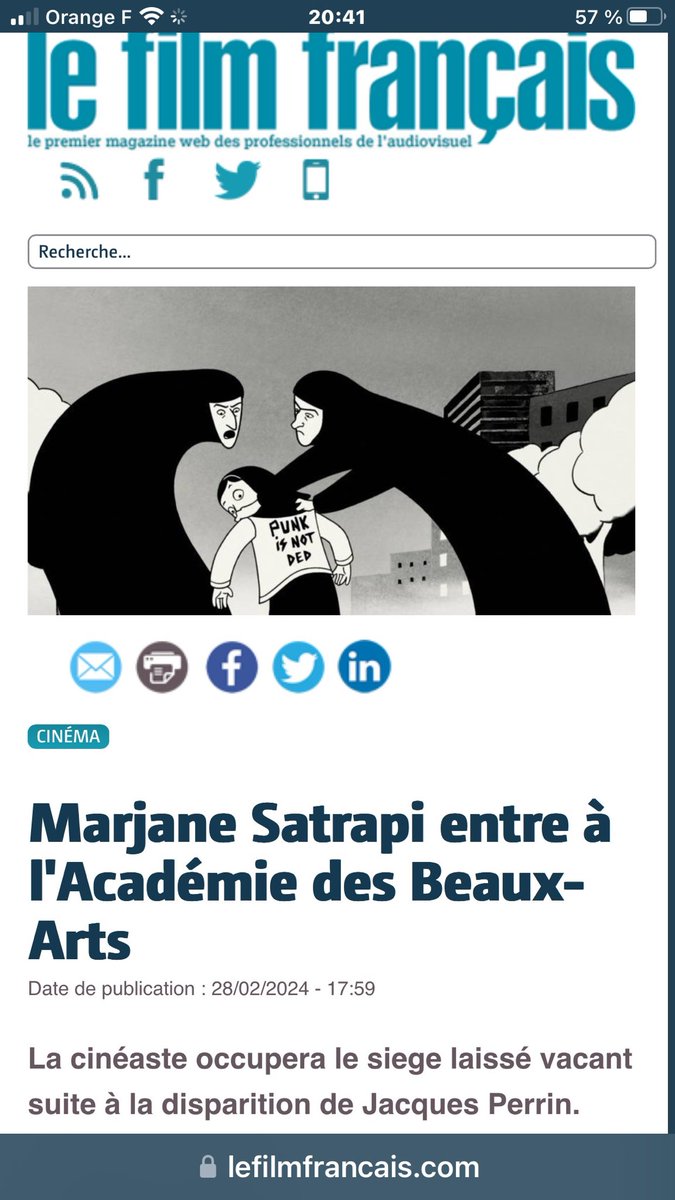 Une grande nouvelle pour les femmes, pour la France, pour la diversité et la culture, pour nous tous ! Bravo, p… enfin une bonne nouvelle :) ⁦@Marji_Satrapi⁩ ⁦@RaphaelleBacque⁩ ⁦@OdierRichard⁩ ⁦@AnnickCojean⁩ ⁦@CinemaPourTous⁩ ⁦@antoinesire⁩