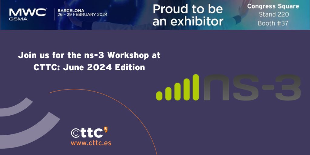 CttcTech's tweet image. Join world leading experts on network simulations in the ns-3 Workshop, to be held at CTTC in June 2024! ➡️bit.ly/49PAhBI #workshop #networksimulator #ns3 #5G-LENA #5G and beyond @MWCHub #MWC2024 #CTTC
