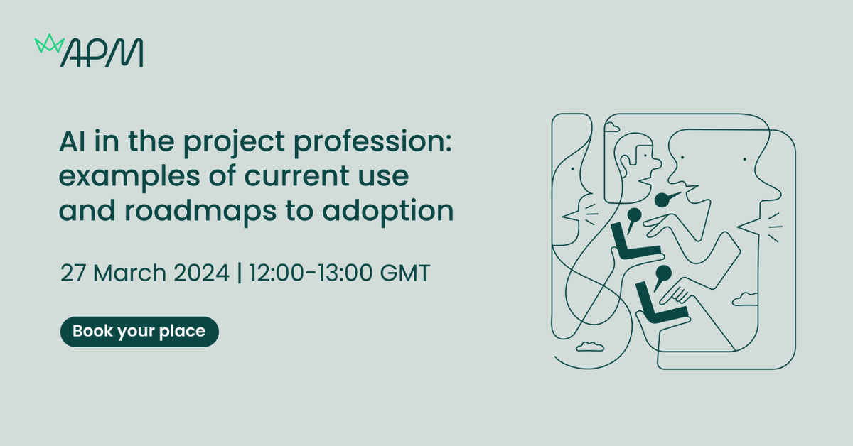 APMProjectMgmt's tweet photo. Disruptive technology and accelerating change are now the norm within business. This webinar explores how AI is currently being used in project and programme management and how organisations are gearing up for its adoption. Book now: https://t.co/ja9Jtf5CsZ

#projectmanagament https://t.co/hbtdJpNi5S