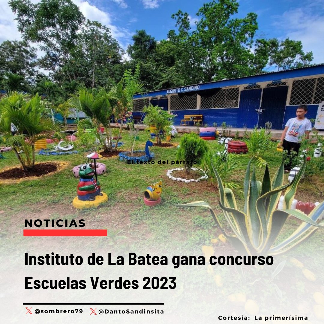 Instituto de La Batea gana concurso de Escuelas Verdes
#EnDefensaDelFSLN
#4519LaPatriaLaRevolución
#SomosUNAN