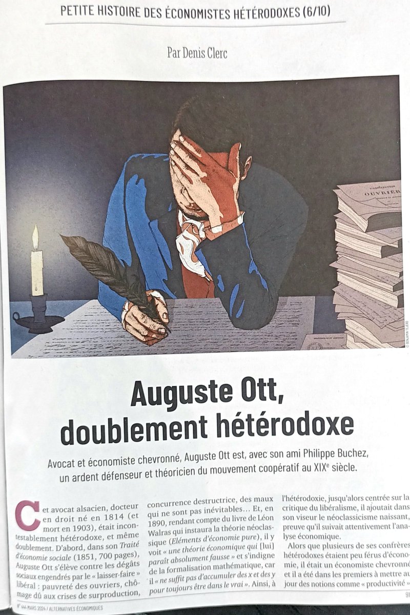 JPhilippebrun's tweet photo. [#Ess - Histoire] In n° 444 (03/24) d'@AlterEco_ à la une très foucaldienne, art. Série Hetérodoxes  by D.#Clerc sur A.#Ott, auteur d'un "Traité d'économie sociale" de 700 p. et théoricien/promoteur de l'association ouvrière, mère de la #Scop 👨‍🔧 cc @les_scop @CoopFR @tduverger ⤵️ https://t.co/BkNuOmQEUv