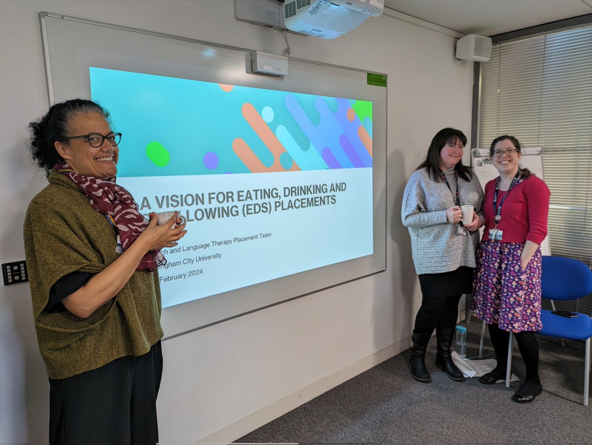 Great to be <a href="/mybcu/">Birmingham City University</a> with <a href="/SLTatBCU/">SLT at BCU</a> Placements Team <a href="/MelaniePacker72/">Melanie Packer (she/her)🇧🇧🇫🇷🇬🇧</a>, <a href="/lannydoc/">Lesley Ann Docherty🏴󠁧󠁢󠁳󠁣󠁴󠁿🏴󠁧󠁢󠁳󠁣󠁴󠁿</a> and Natacha Capener &amp; local practice partners for this session on 'A vision for eating, drinking &amp; swallowing placements' - exploring how we can best support students to meet <a href="/RCSLT/">RCSLT 💙</a> EDS competencies.