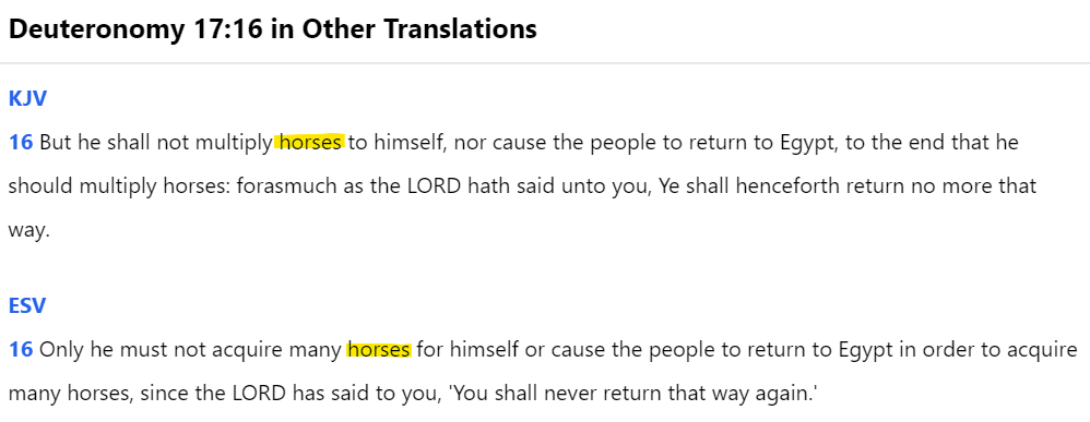 Deuteronomy 17:16 has nothing to do with multiple wives.

#polygyny