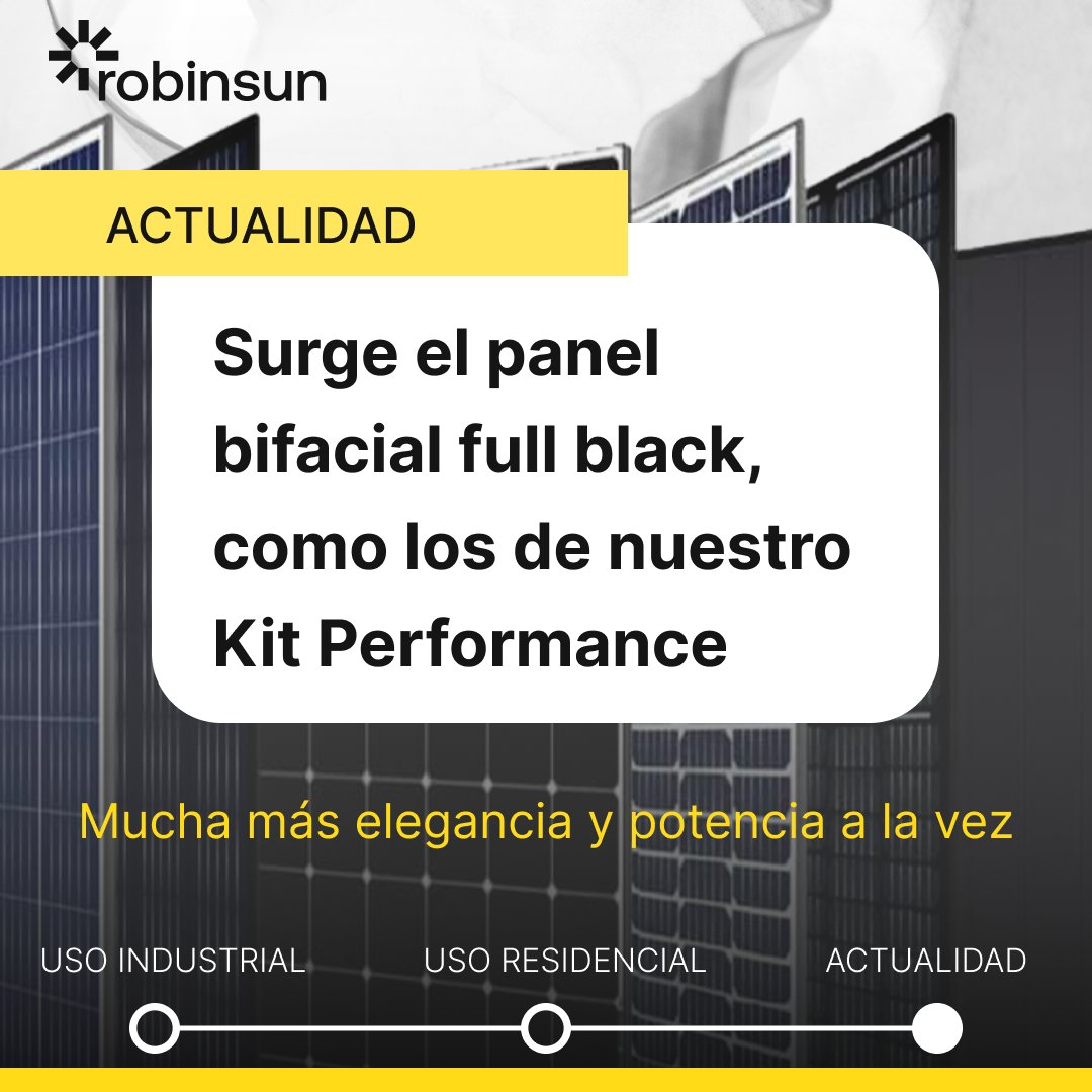 Paneles bifaciales, Full Black en nuestros kits Performance: top en estética y potencia! + en nuestro blog loom.ly/v47c-4A #panelsolar #autoconsumo