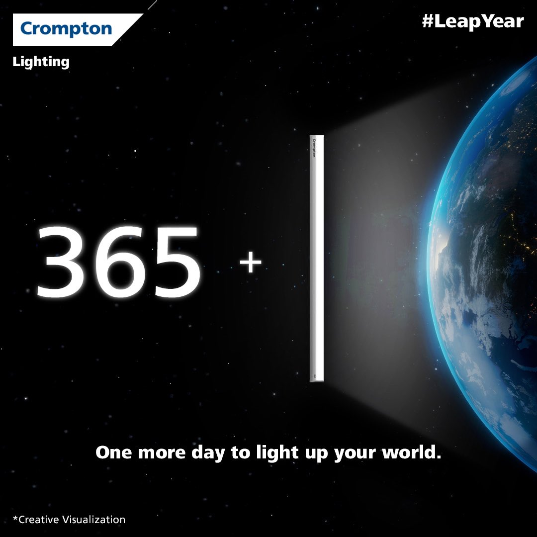 Congrats! You just earned an extra day to shine! ✨ 

#LeapYear #LeapDay #29February  #Feb29 #ExtraDay #Lighting #Lights #Crompton #CromptonIndia