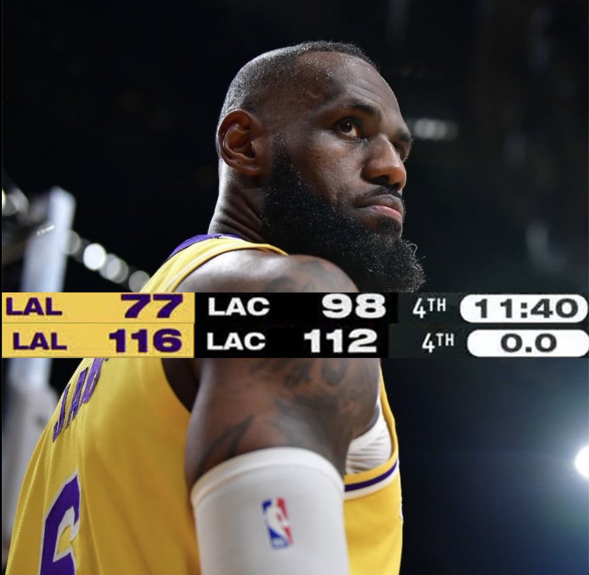 LakersFanaticos's tweet photo. La remontada de Lakers:

- Triple de LeBron
- Triple de LeBron
- Triple de LeBron
- Asistencia de LeBron
- Triple de LeBron
- Triple de LeBron
- Doble de LeBron
- Triple de LeBron
- Asistencia de LeBron
- Doble de Rui
- Asistencia de LeBron
- Asistencia de LeBron

Impresionante. https://t.co/7puiZhwfBM