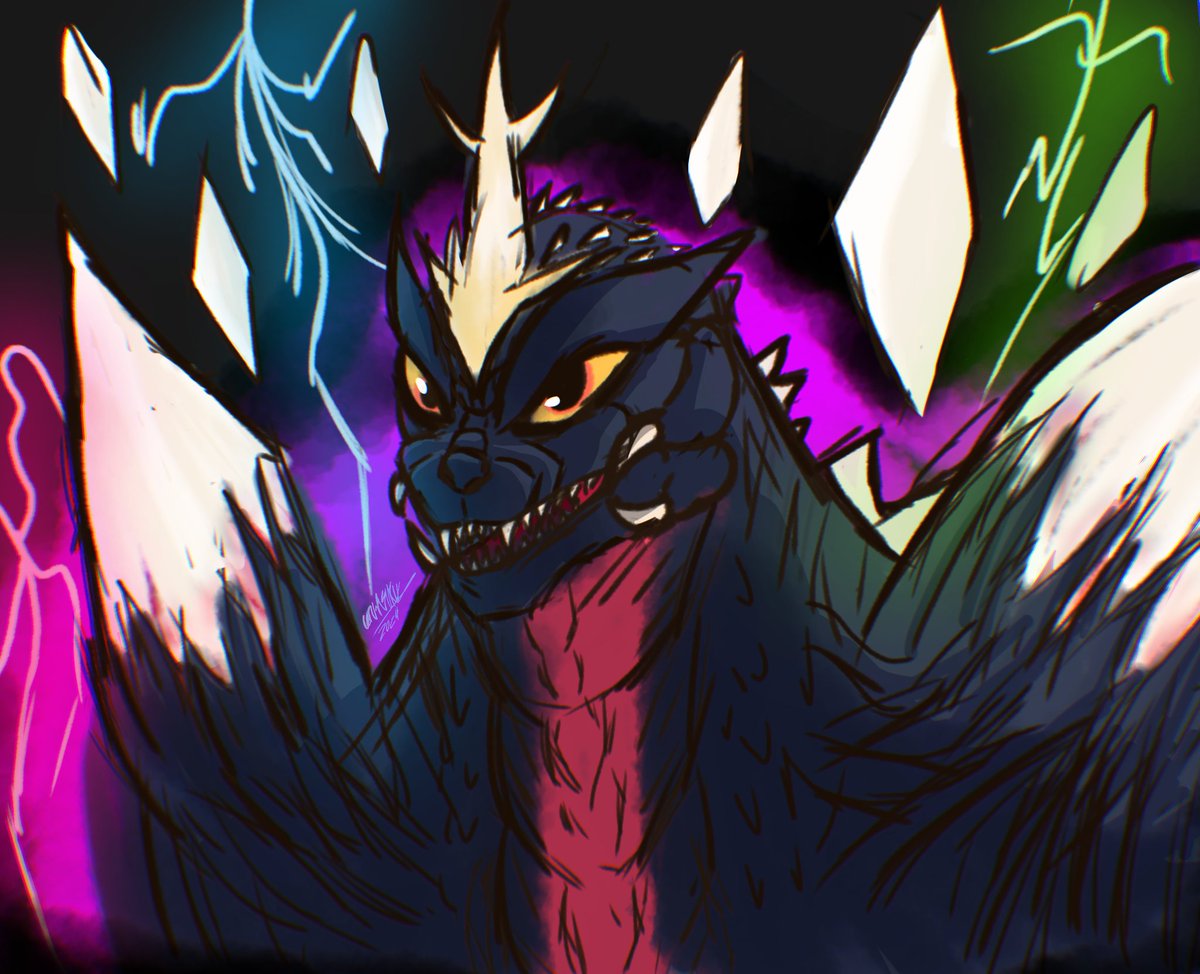 First time drawing SpaceG as a lil' late gift for @MSquire1's birthday 

#Godzilla #SpaceGodzilla