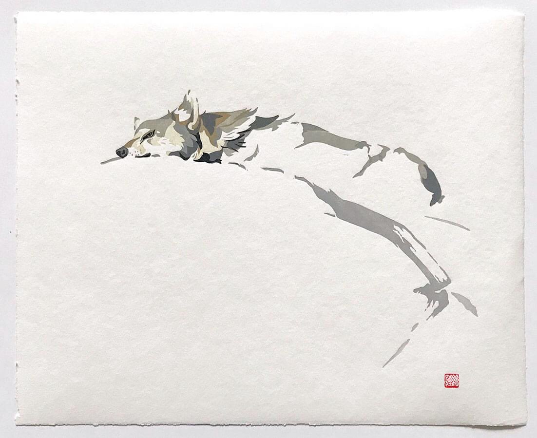 erikvanommen's tweet photo. Hier is tie dan, DE EENZAME WOLF - reductiehoutsnede 52 x 43 cm.
Ze is gedrukt in acht drukgangen op dik Japans papier (een vel #awagami hakuho select met prachtige schepranden). De oplage is 22 en het kan zo maar zijn dat dit de eerste prent is uit een serie. https://t.co/gQcabJIZ7i