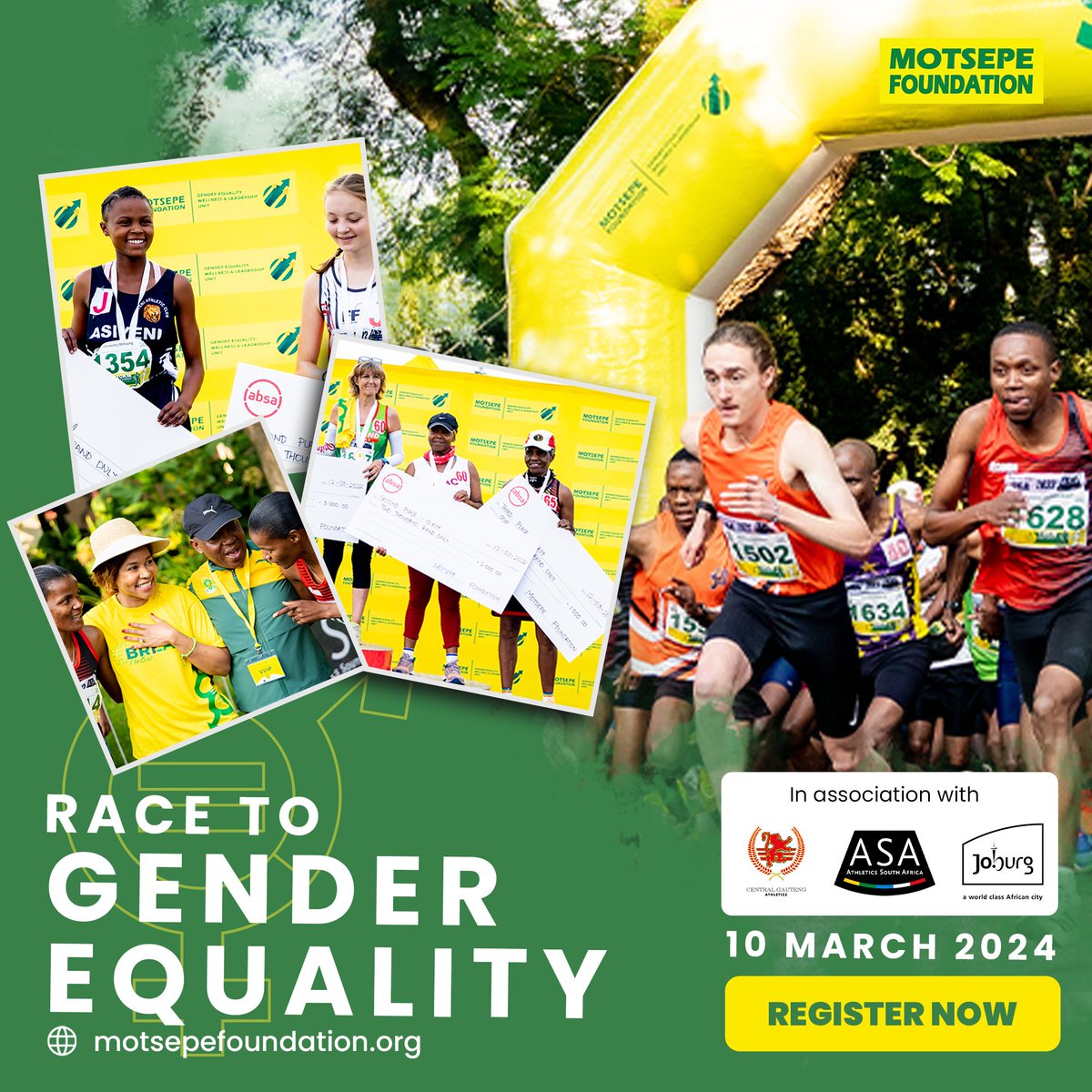 The #RacetoGenderEquality will take us on a inspiring route through Constitutional Hill and across the Nelson Mandela Bridge. Register and join a community that strives for progress and takes necessary action for positive change.

To register visit peaktiming.co.za