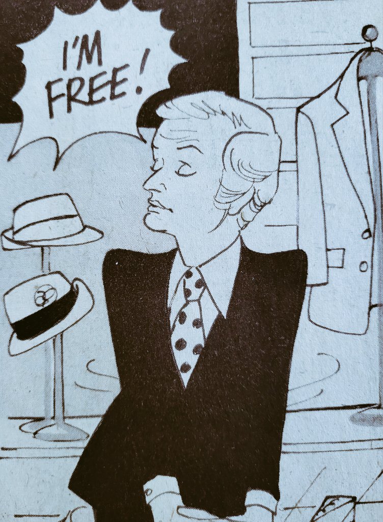 Artist Bill Titcombe's version of #JohnInman as Mr. Humphries, from #AreYouBeingServed in #TVComic, 1977.