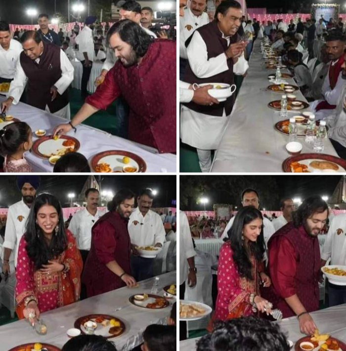 Navi_Haryanv1's tweet photo. अन्ना सेवा से उत्सव की शुरुआत

इसे कहते हैं सनातन संस्कार ........देश का सबसे बड़ा उद्योगपति बिजनेसमैन सभी को भोजन परोसने के बाद उनकी सेवा में हाथ जोड़कर एक सेवक की भांति खड़ा है। 

सैल्यूट है अंबानी परिवार आपको

#mukeshambani #ambani #ambaniweeding #trending #preweeding #viralvideo