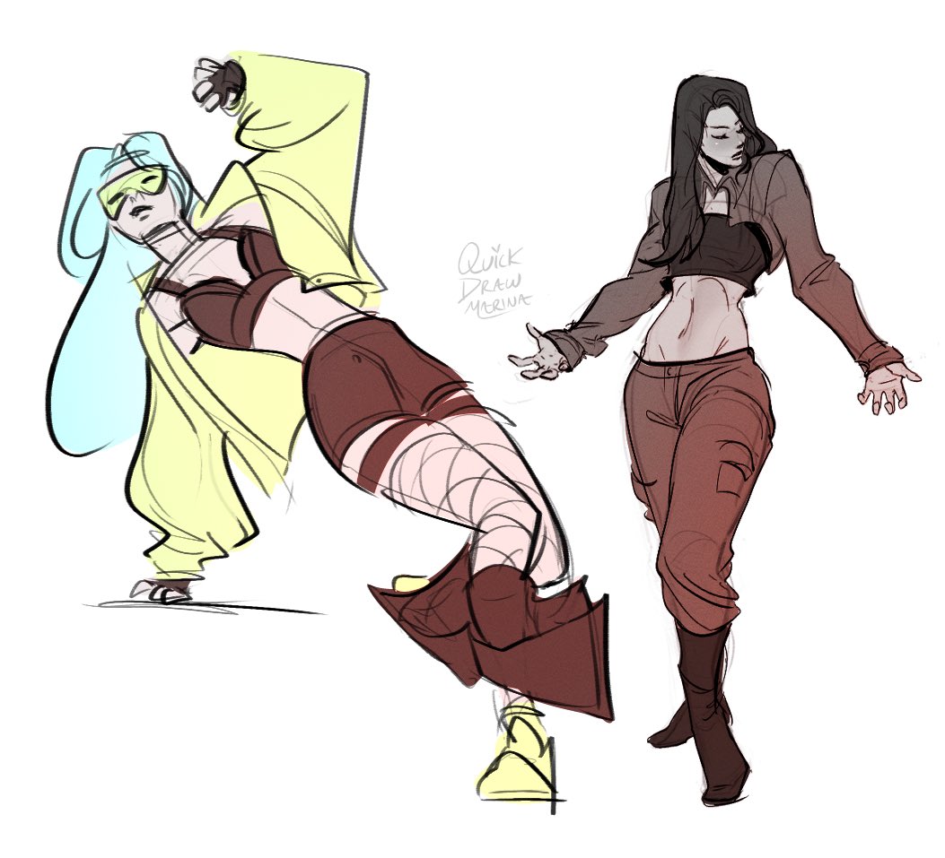 QuickDrawMarina's tweet image. “Marina you should post at a reasonable time” unfortunately no u_u 
.
 #figuredrawing #gesture #femalefigure #sketch #characterdesign