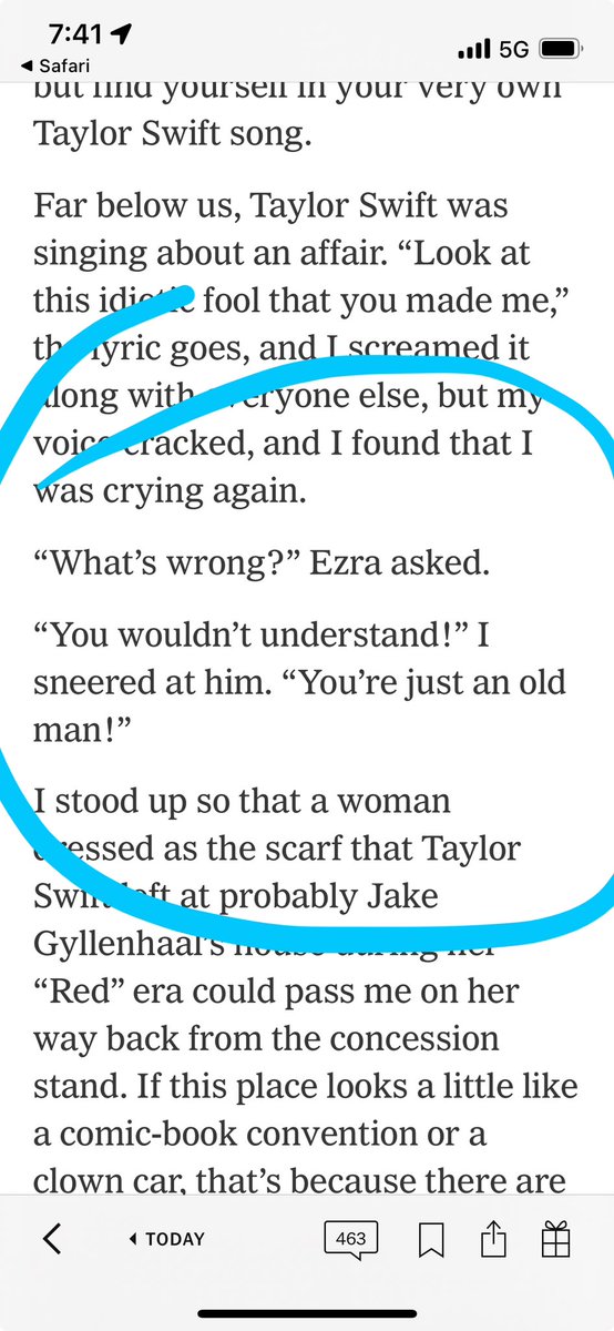 Patrick W. Gavin (@pwgavin) on Twitter photo Finally got around to <a href="/taffyakner/">Taffy Brodesser-Akner</a>’s fabulous Swiftiedom piece. (nytimes.com/2023/10/12/mag… )
This part reminded me why she’s the best in the biz: Finally got around to <a href="/taffyakner/">Taffy Brodesser-Akner</a>’s fabulous Swiftiedom piece. (nytimes.com/2023/10/12/mag… )
This part reminded me why she’s the best in the biz: