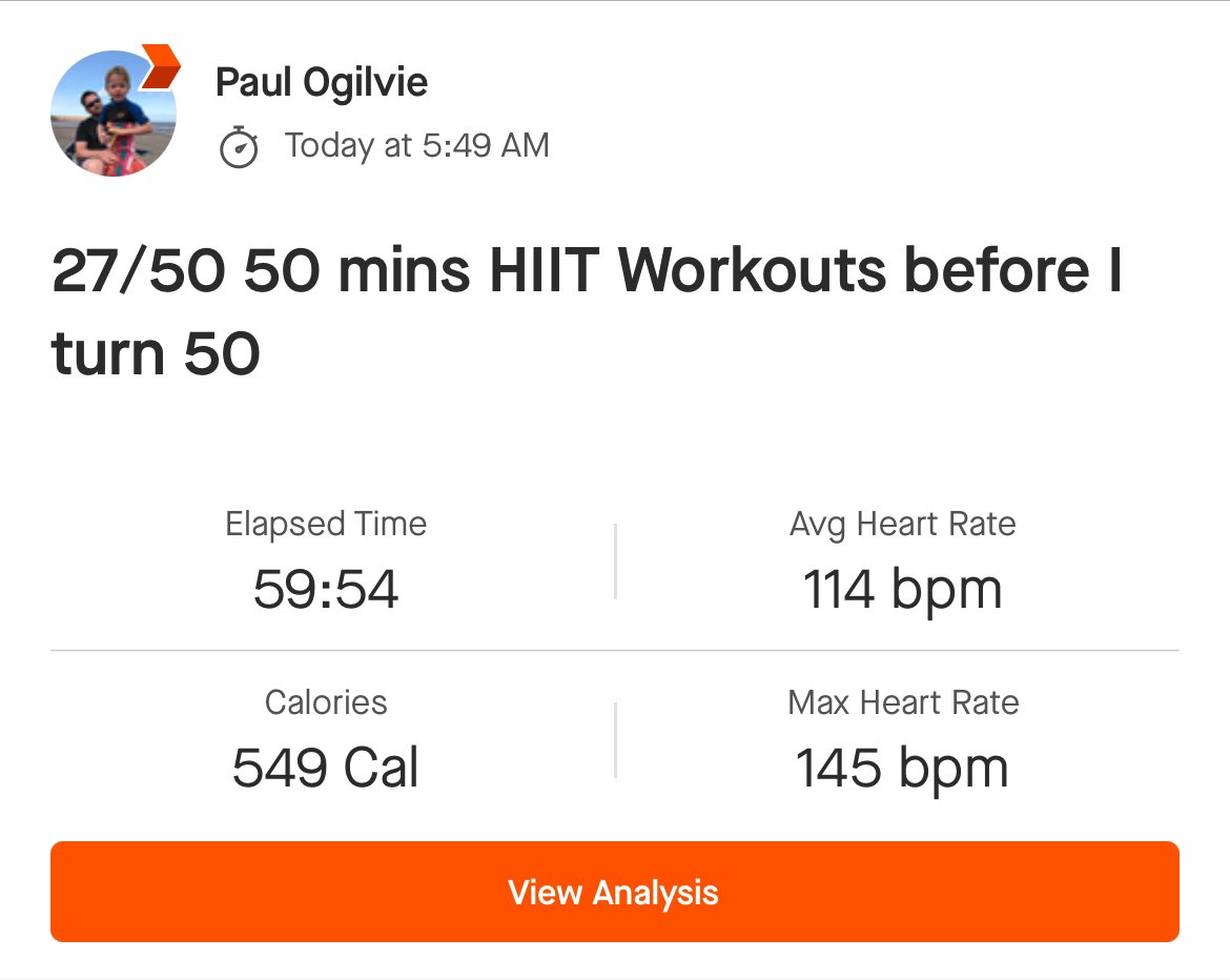 27/50 50 mins HIIT Workouts before I turn 50 @ShaunT
