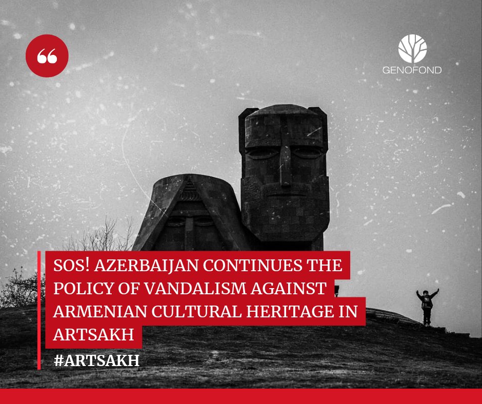 genofondinfo's tweet photo. SOS‼️We point out to the international media that  Azerbaijan continues to destroy #Armenian historical and cultural  heritage in #Artsakh📢
#ArtsakhGenocide https://t.co/lk6m1RMm6G