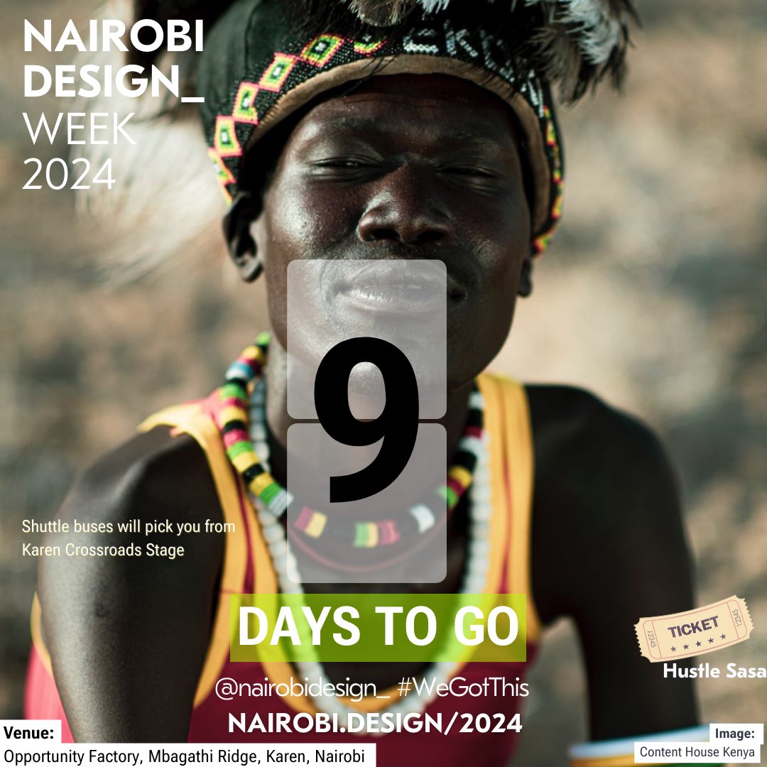nairobidesign_'s tweet photo. Experience Turkana's allure at @ContentHouseKe ‘s #NDW2024 exhibition. Dive into vibrant culture and art at Opportunity Factory:
📅 9-17 March 2024
⏰ 9am-5pm
📍 Opportunity Factory Mbagathi Ridge, Karen
🎟️ Early Bird Adults Ksh200, U18 Ksh100
#NairobiDesignWeek2024 #WeGotThis https://t.co/Uh9FAE5OiN