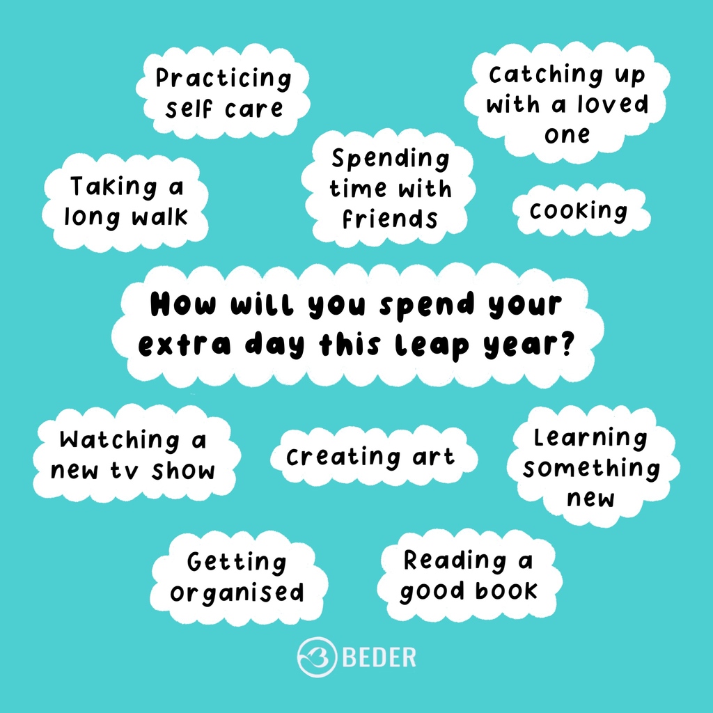 As this year is a leap year, we have an extra day. How will you be spending your extra day? Whether it’s spending time with friends, exercising, journaling, or binge watching a new tv series, this added day is another opportunity to take care of yourself. @worrywellbeing 🎨