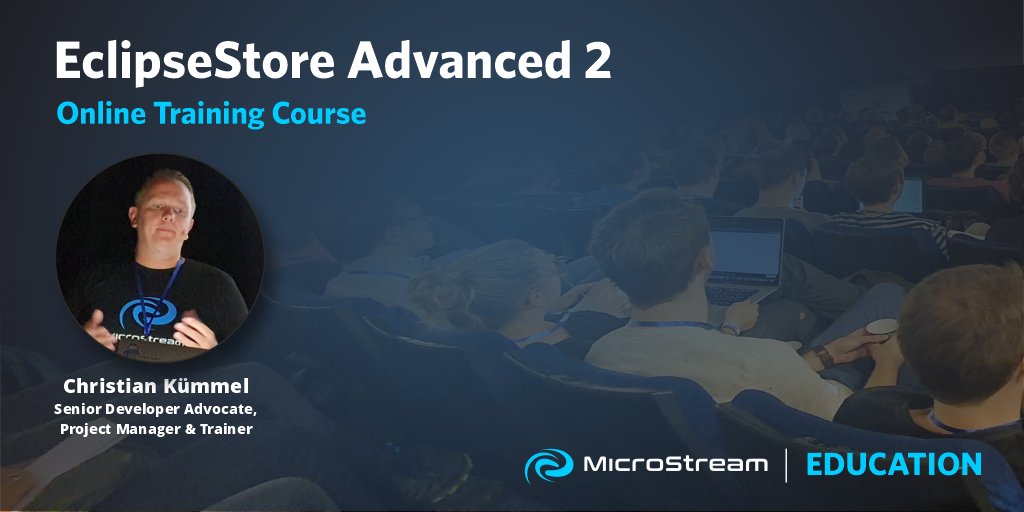 Today, 5:00 - 9:00 PM CET! Join the @EclipseStoreIO Advanced 2 training. #MicroStream = #EclipseStore 1.1 & the project is moving forward super fast. Hone your skills: javapro.io/events/event/e… 30% OFF! Grab tickets: bit.ly/3wgoz4J Code: MI-RS5GK @JAVAPROmagazin #NoSQL