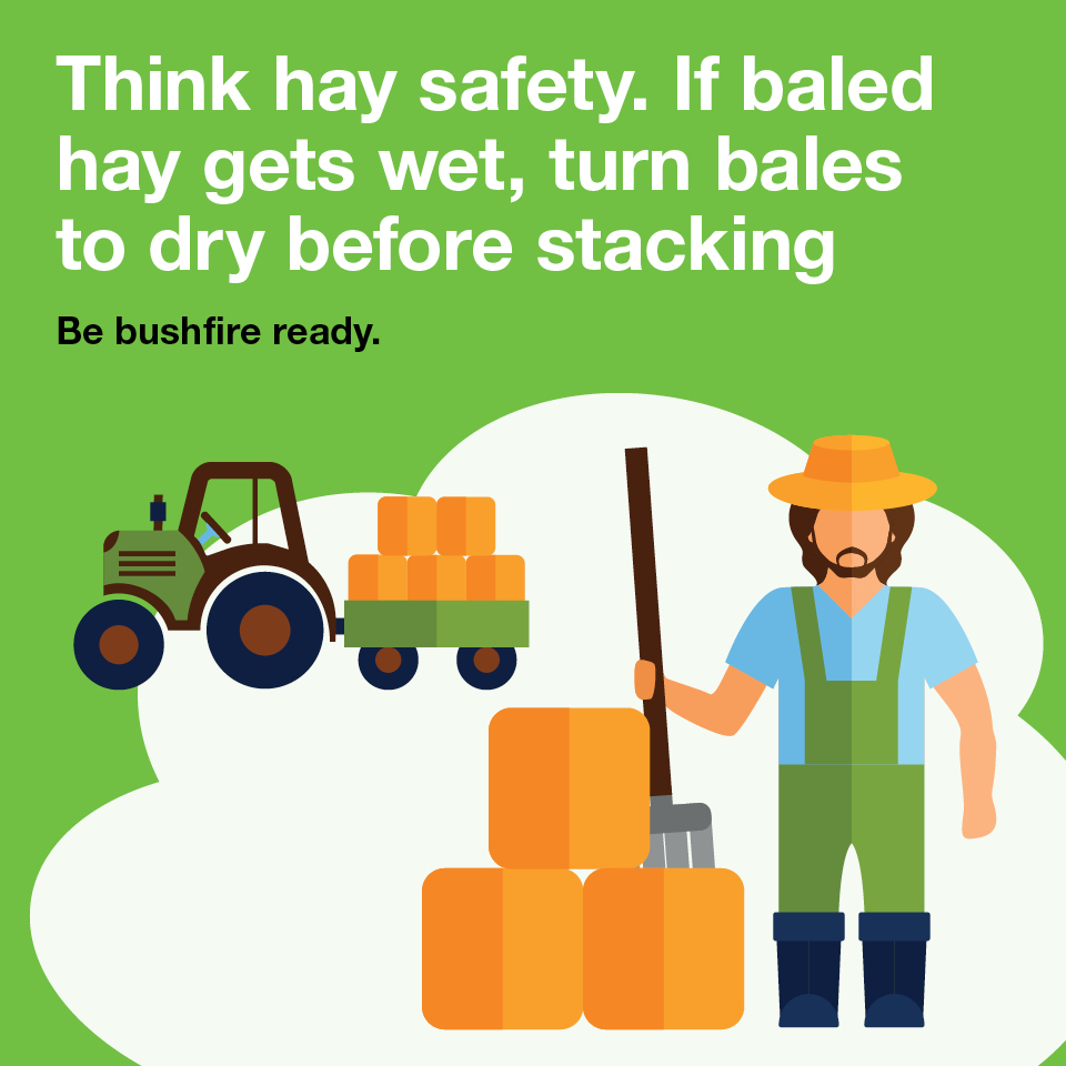SA_PIRSA's tweet photo. Be bushfire ready 🔥
High moisture in haystacks can cause spontaneous combustion and is one of the most common causes of haystack fires.
For more tips, visit: CTA
#BeBushfireReady https://t.co/erJd85pPKx