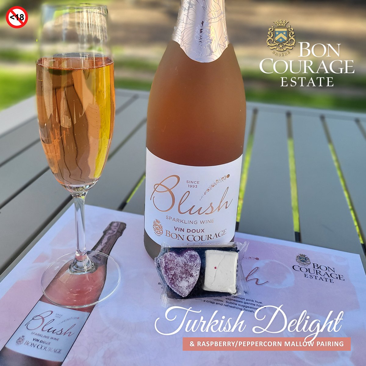 Celebrate the extra day and delight yourself in a Blush pairing with Turkish Delight & Raspberry/Peppercorn Mallow @ R60pp 💗#delightful Children welcome! WHEELCHAIR FRIENDLY T: 023 626 4178