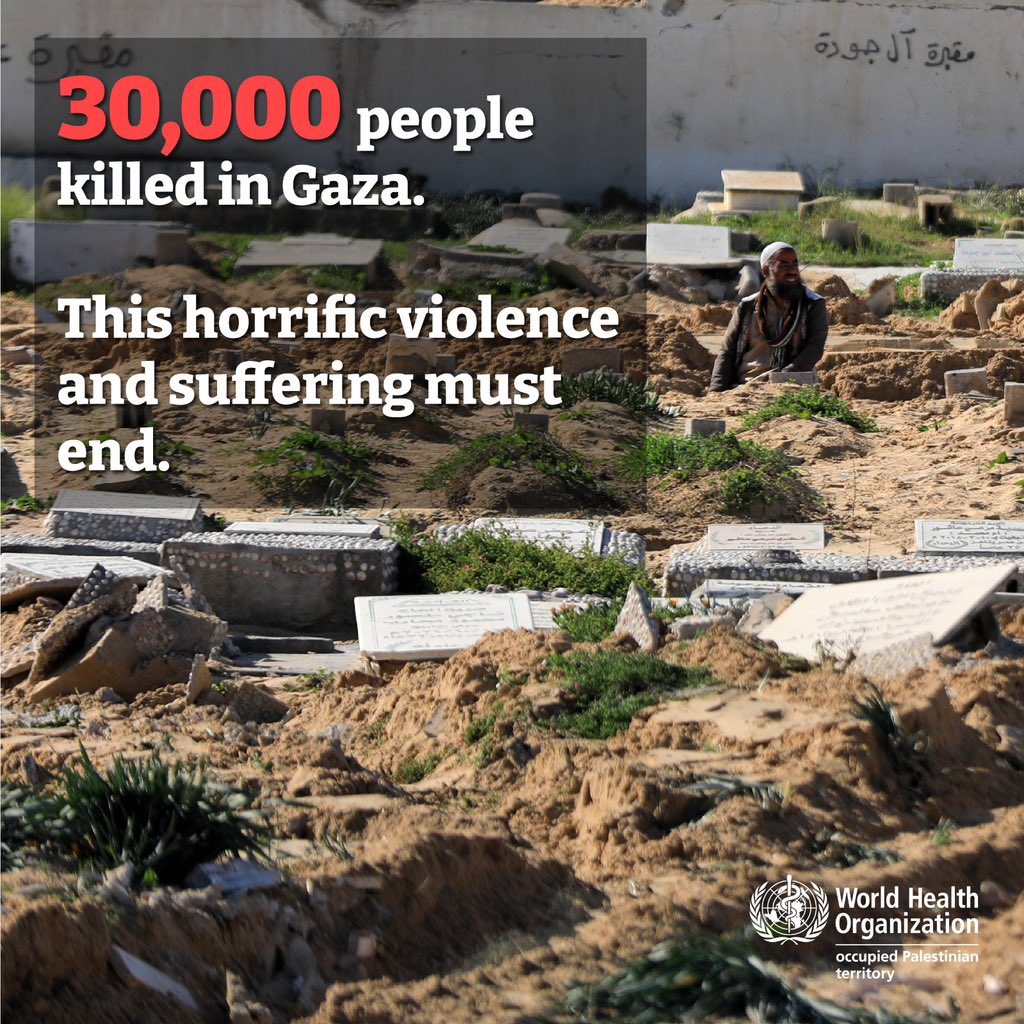 The death toll in #Gaza has surpassed 30,000 — a large majority women and children.

Over 70,000 Palestinians have been injured. 

This horrific violence and suffering must end. Ceasefire.