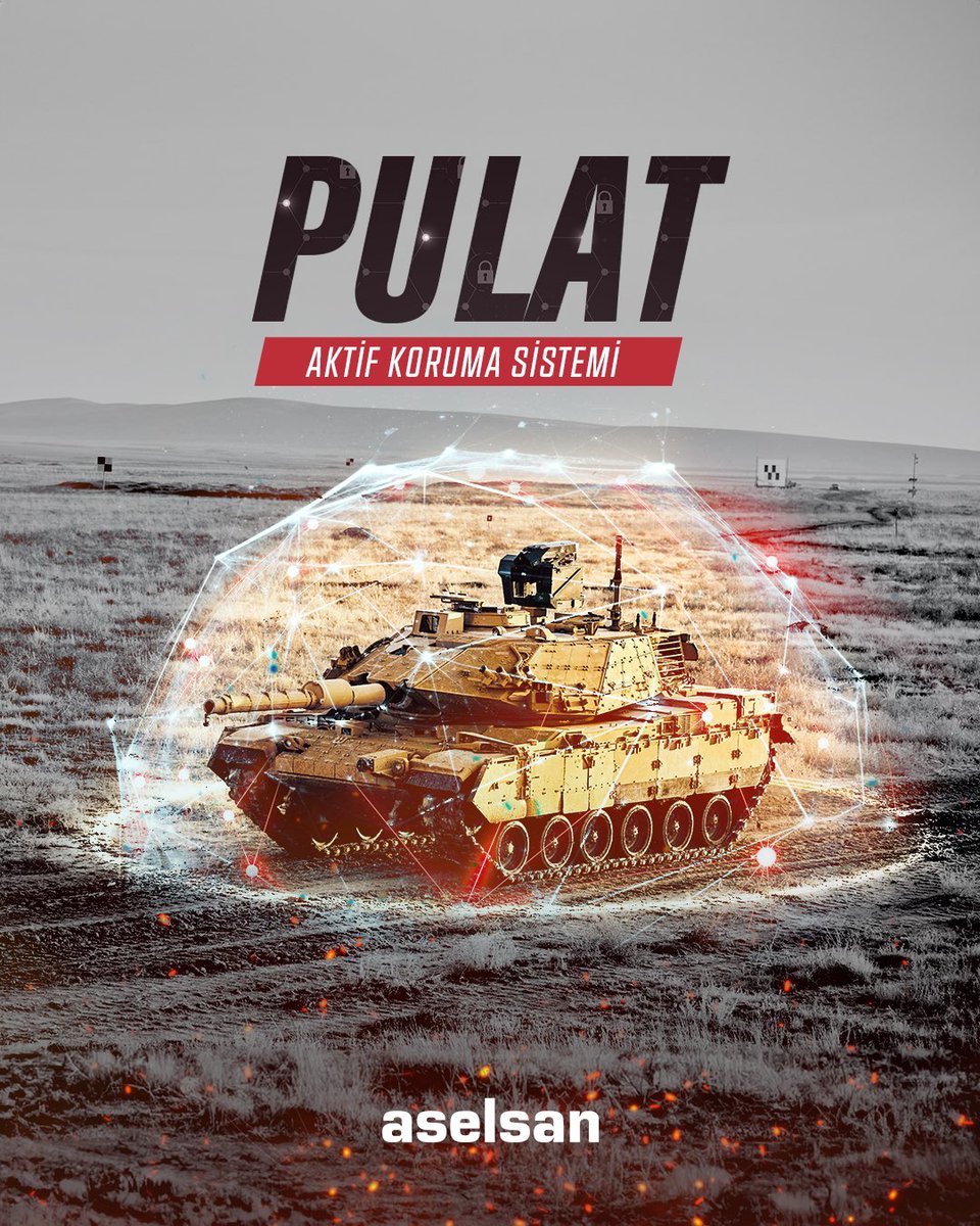KaraKulak__'s tweet photo. - ASELSAN -

- PULAT -

-ASELSAN #PULAT Aktif Koruma Sistemi, tanka yöneltilen tehditleri tespit eder, ardından fiziksel imha yeteneği ile tehdidi platforma çarpamadan etkisiz hale getirir. https://t.co/QYMt0UA2uc