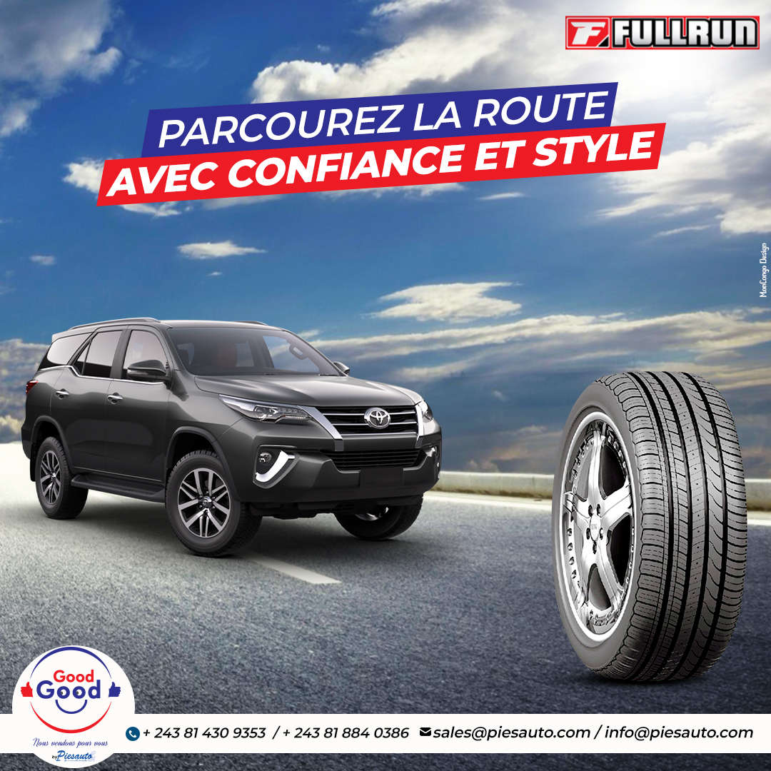 MonCongoRDC's tweet photo. La #performance inégalée des #pneus de la marque #Fullrun, connues pour leur #fiabilité, leur#longévité et leur tenue de route #optimale.
Rendez-vous chez #GOODGOOD BY PIESAUTO au :
📍 Avenue du marché (magasin piesauto), Kinshasa, Gombe
📱 +243 814 309 353 ou +243 818 840 386 https://t.co/FQEGh9qfUx