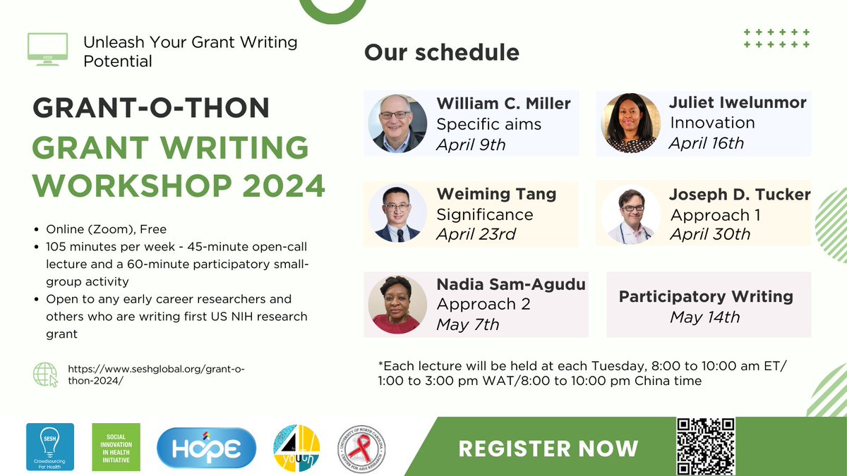 Only one week left to register for the Grant-o-thon Grant Writing Workshop! Elevate your grant-writing skills and boost your NIH research grant applications. Register now! unc.az1.qualtrics.com/jfe/form/SV_55… #GrantWriting #Workshop #NIH