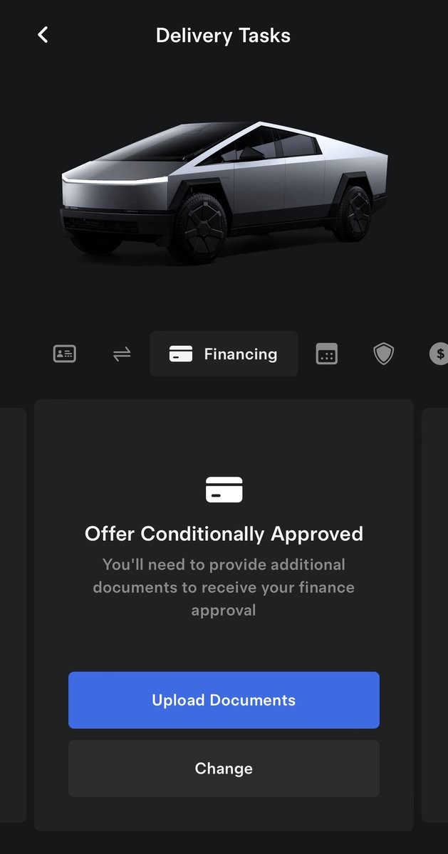 WholeMarsBlog's tweet image. Trying to arrange Cybertruck financing through Tesla has been unnessecarily stressful. Delivery is Friday and still waiting for everything to be finalized. 

It’s so weird. I applied for a loan when I first configured and got approved pretty much instantly. They asked me to…