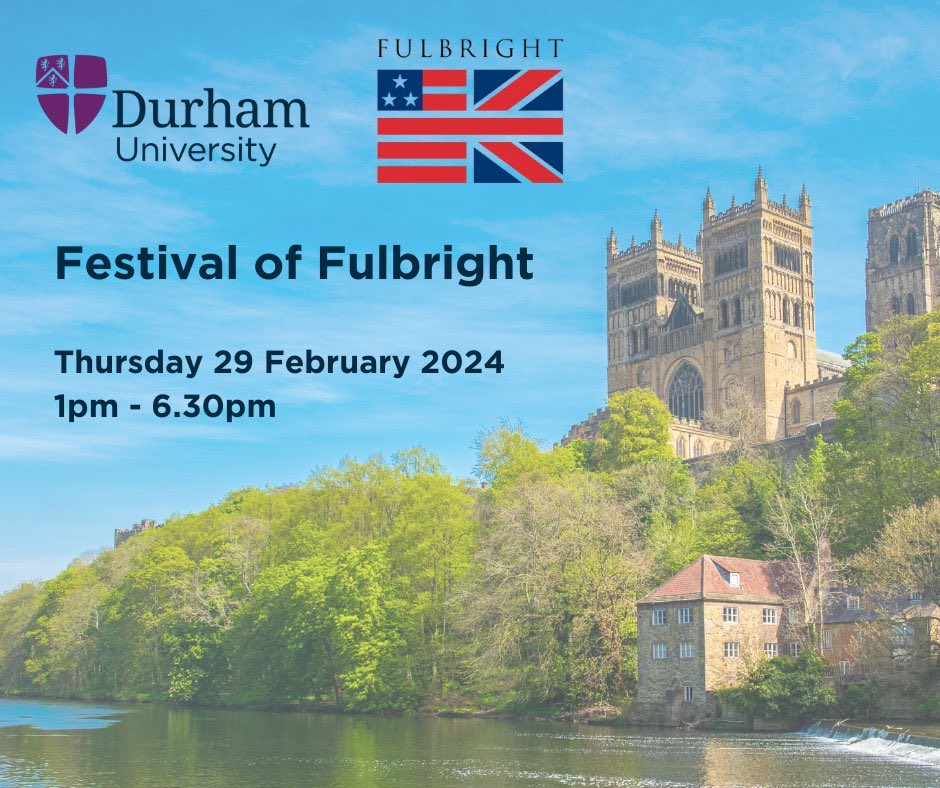 Today’s our #FestivalofFulbrightDurham as part of #DUGlobalWeek @durham_uni. We’ll be discussing the connections between North America and the North East with industry leaders, education professionals, charity CEOs, policy officials and academics. #educational #cultural #exchange