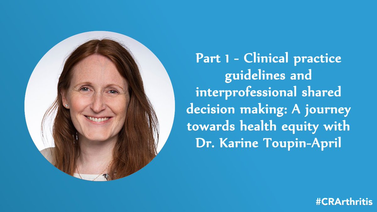 Interview 10 – Part 1: Clinical practice guidelines and interprofessional shared decision making: A journey towards health equity w/ Dr. @toupinak Watch now: bit.ly/CRArthritis202… #CRArthritis #ASM24 @CRASCRRheum @ACEJointHealth @uOttawa @OMERACT @Arthritis_ARC @SpArthritis