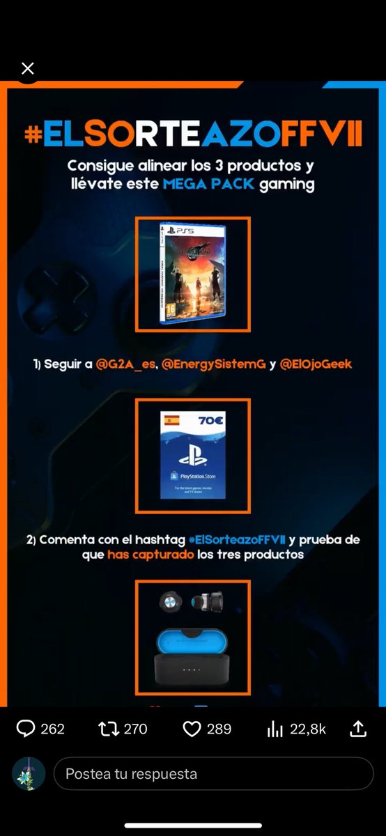 Dani89Link's tweet photo. @ElOjoGeek @EnergySistemG @G2A_ES #ElSorteazoFFVII https://t.co/elE09GX6FP