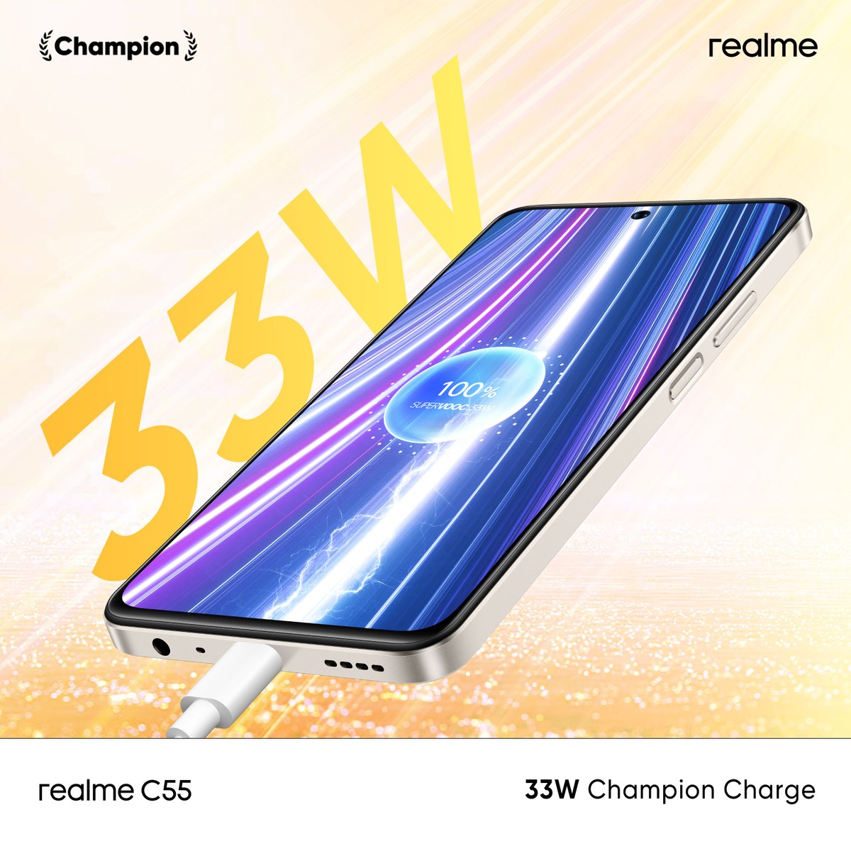 Recharge at lightning speed with 33W SuperVOOC Charge on the realme C55! ⚡️🔋 #realmeC55 #ChampionCamera #ChampionMemory #ChampionCharge