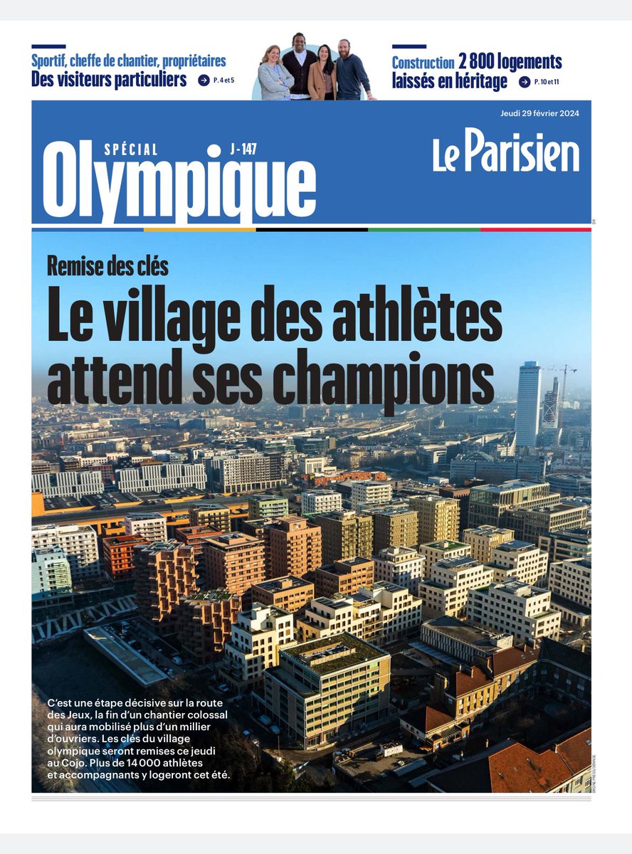 Laurence Allezy (@lallezy) on Twitter photo À lire ce 29 février dans <a href="/le_Parisien/">Le Parisien</a> notre supplément spécial village olympique. Le chantier de tous les records livré aujourd’hui… À lire ce 29 février dans <a href="/le_Parisien/">Le Parisien</a> notre supplément spécial village olympique. Le chantier de tous les records livré aujourd’hui…