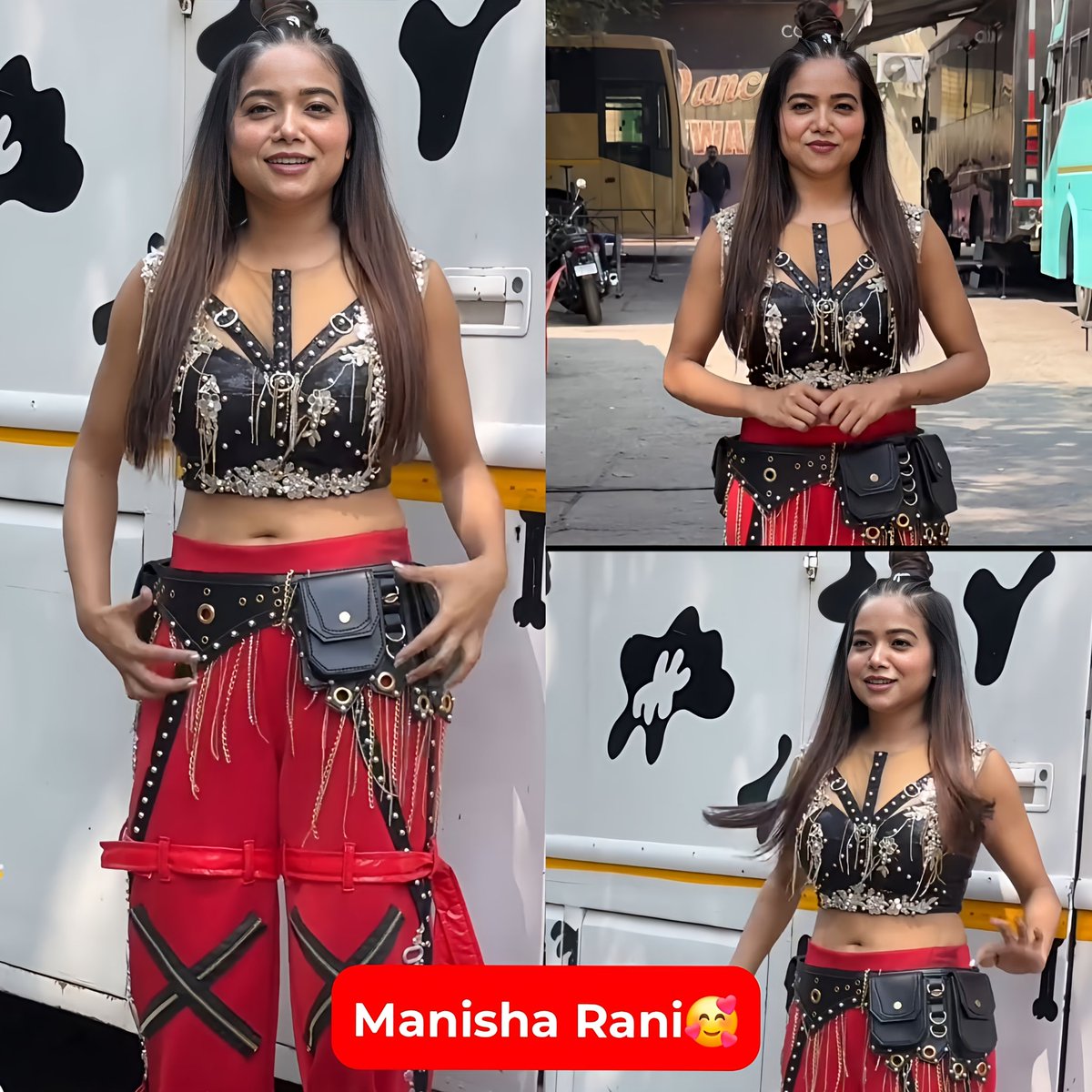 IN PICS | Spotted 📸: #ManishaRani was snapped arriving for '#JhalakDikhhlaJaa' finale shoot in Mumbai today