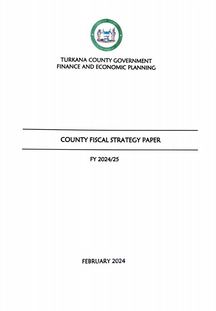 The Turkana County Fiscal Strategy Paper 2024 has been laid before the House. The document sets out the County Policy goals & strategic priorities that will form the basis for formulation of the County's Budget Estimates & medium term projections.