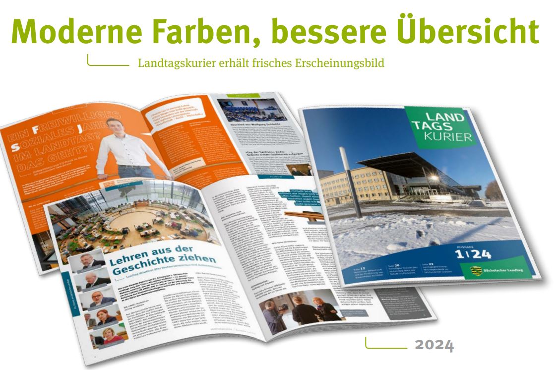 Achtung, frisch gestrichen! Mit mehr Farbe und im modernen Layout erscheint der neue Landtagskurier. Der Inhalt bleibt verlässlich: Aktuelle Debatten, Gesetze, die Arbeit der Ausschüsse und Veranstaltungen aus dem Parlament. Neue Ausgabe lesen: landtag.sachsen.de/download/publi…